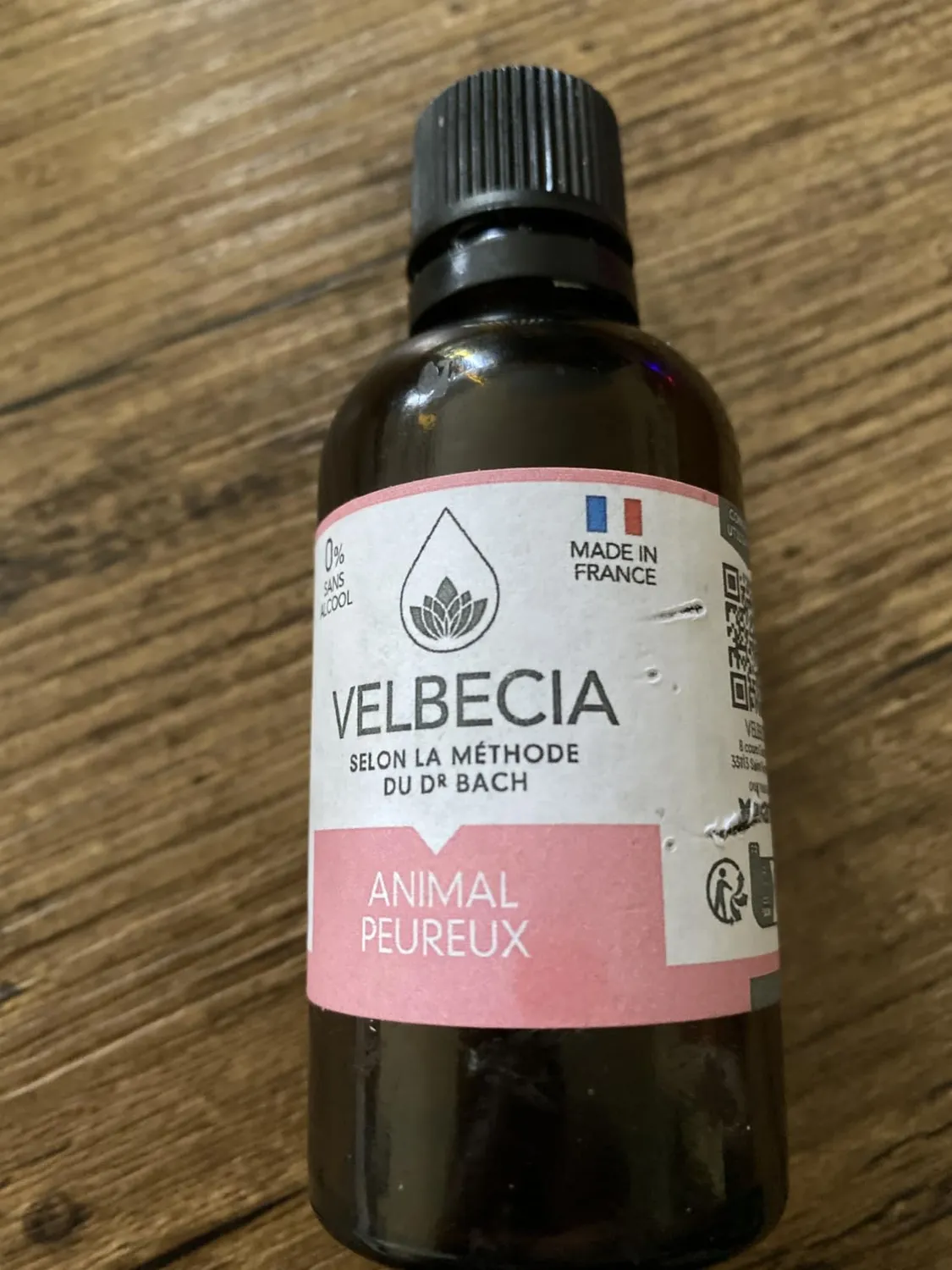 Velbecia Animal peureux élixir fleurs de Bach 50ml +1 offert sans alcool