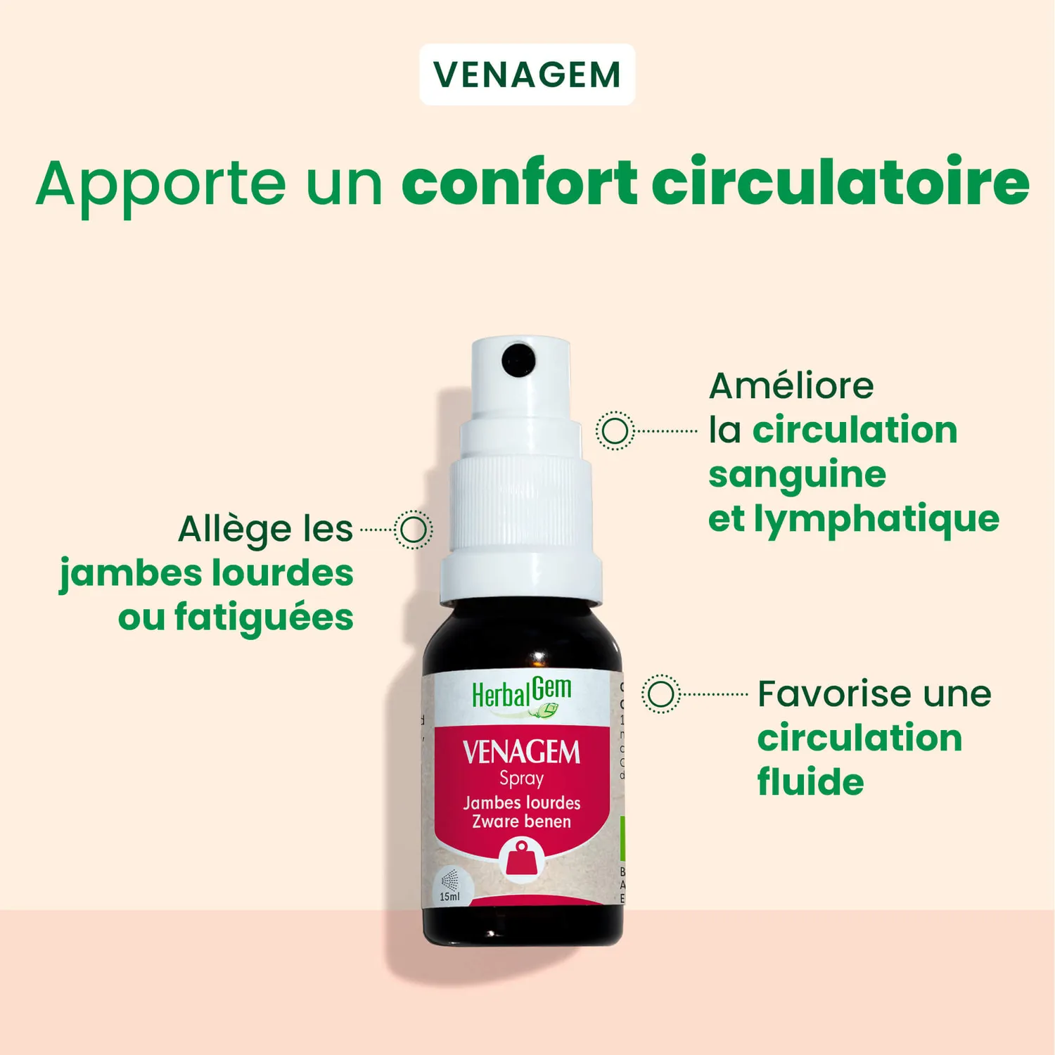 HERBALGEM VenaGem spray jambes lourdes bio circulation