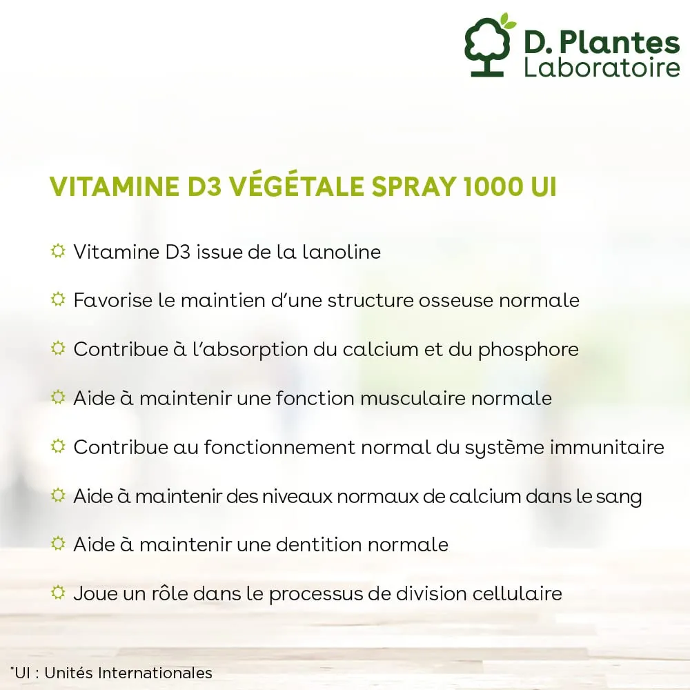 D.Plantes Vitamine D3 1000 UI Spray Vegan 20ml Immunité