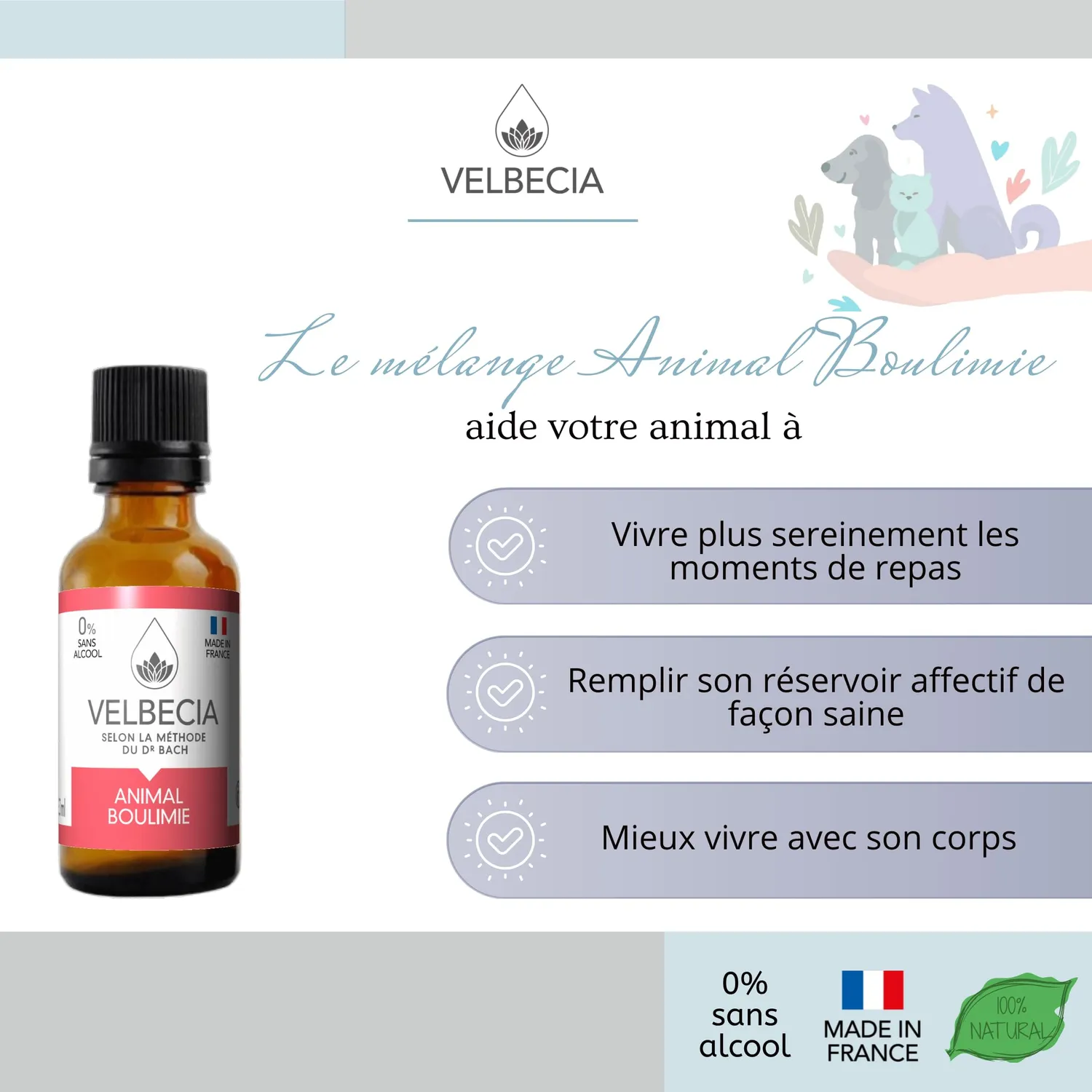 Velbecia Animal boulimie élixir fleurs 50ml sans alcool glouton