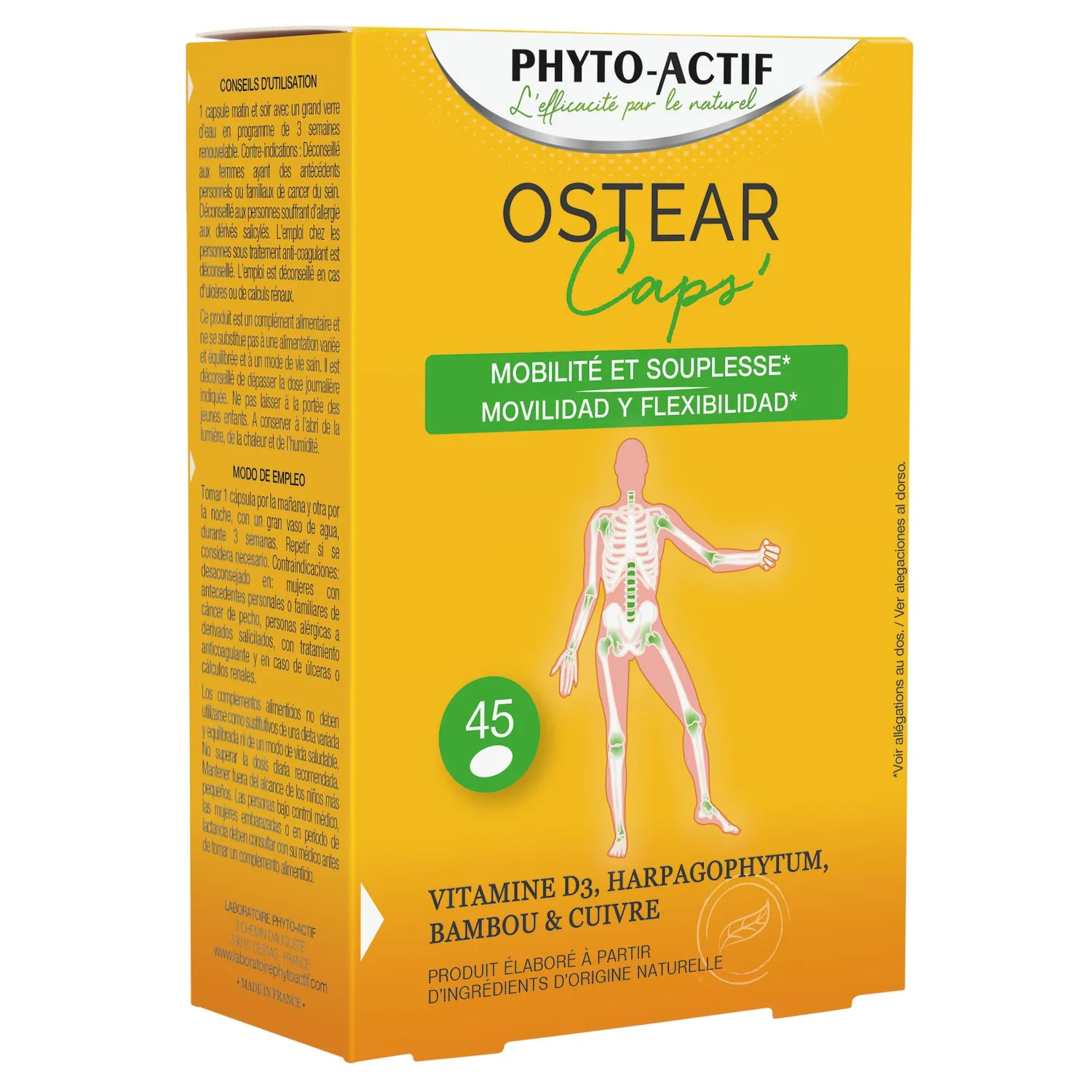 Phyto-Actif Ostear Caps complément articulations 45 gélules
