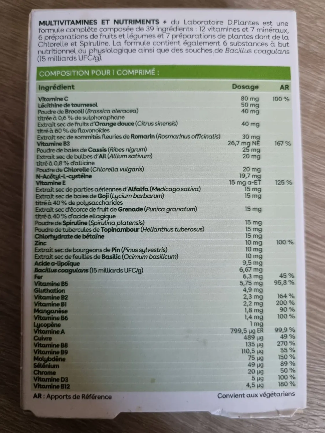 D.Plantes Multivitamines Nutriments+ 60 comprimés tonus