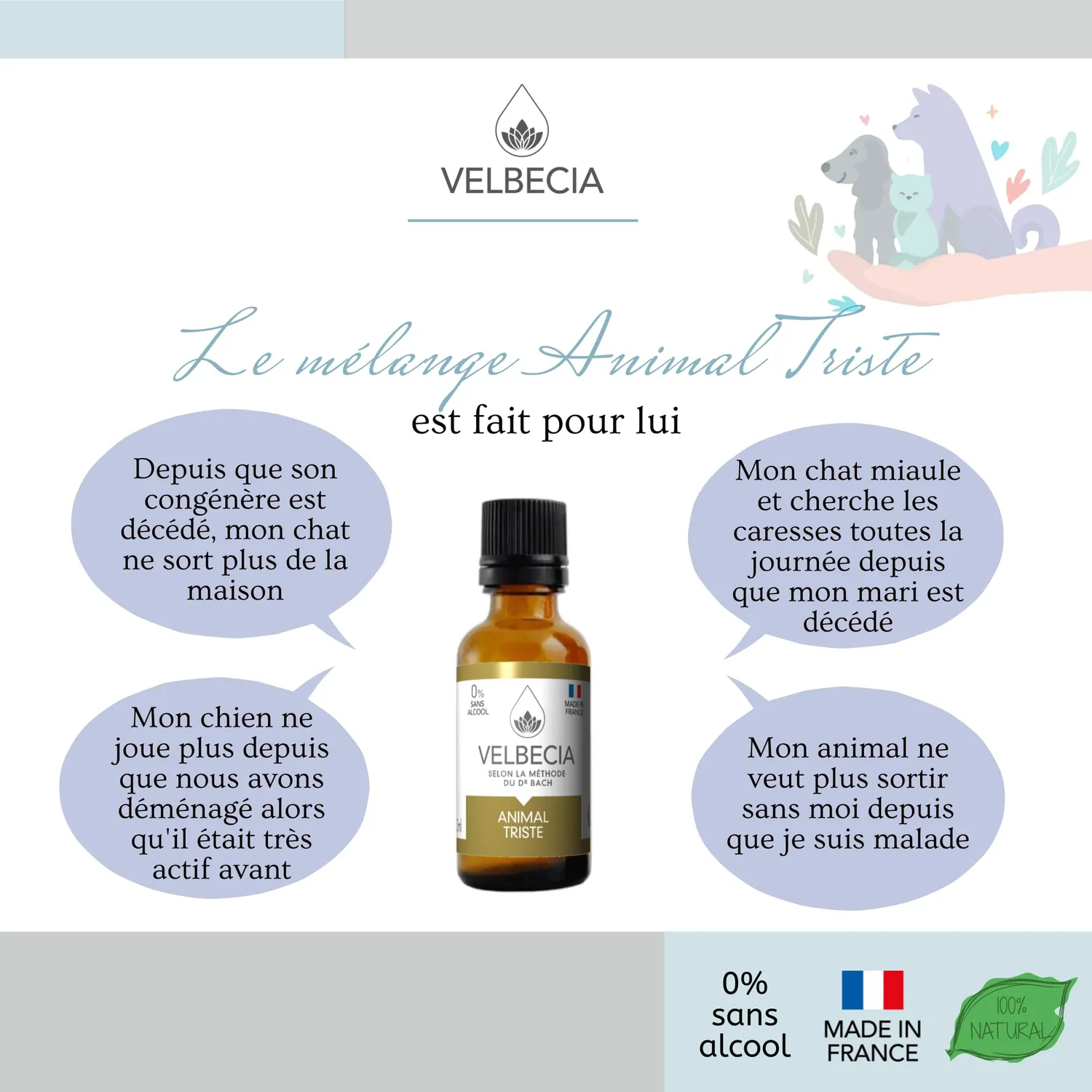Velbecia Animal Triste élixir sans alcool 50 ml x2