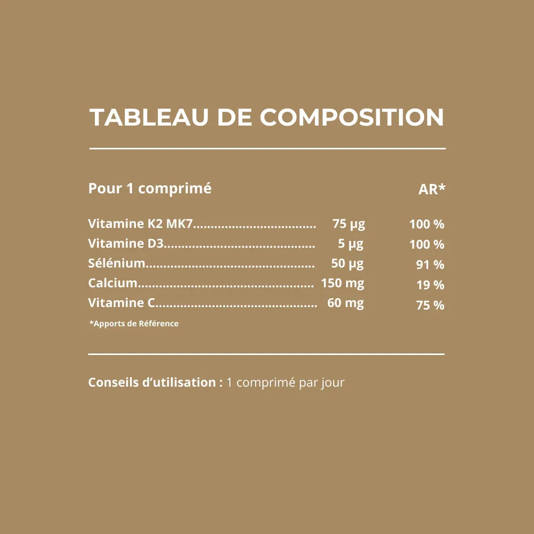 Laboratoires Monin Chanteaud Nat'Os 90 comprimés os calcium K2 D3