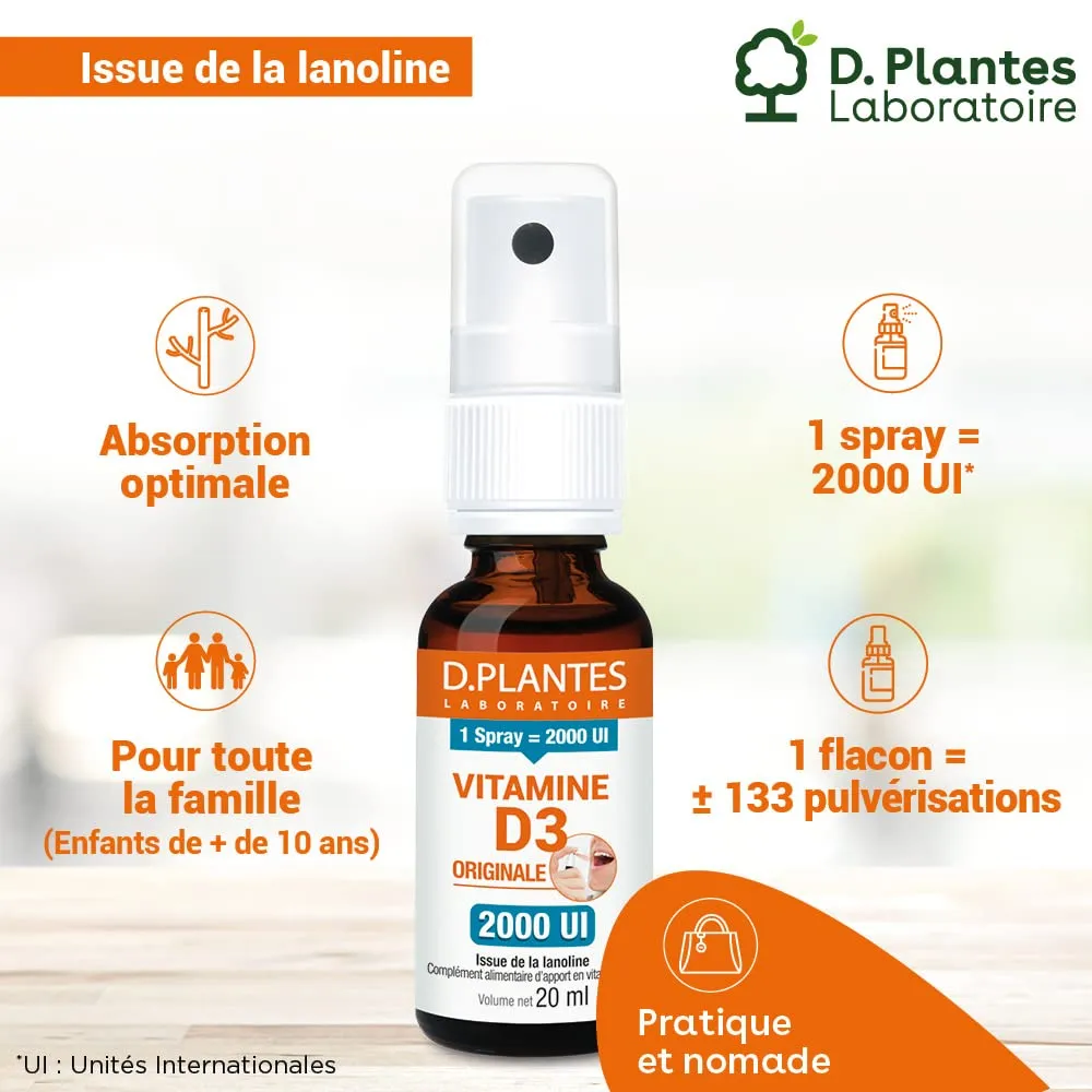 D.Plantes Vitamine D3 huile spray 2000 UI 20ml