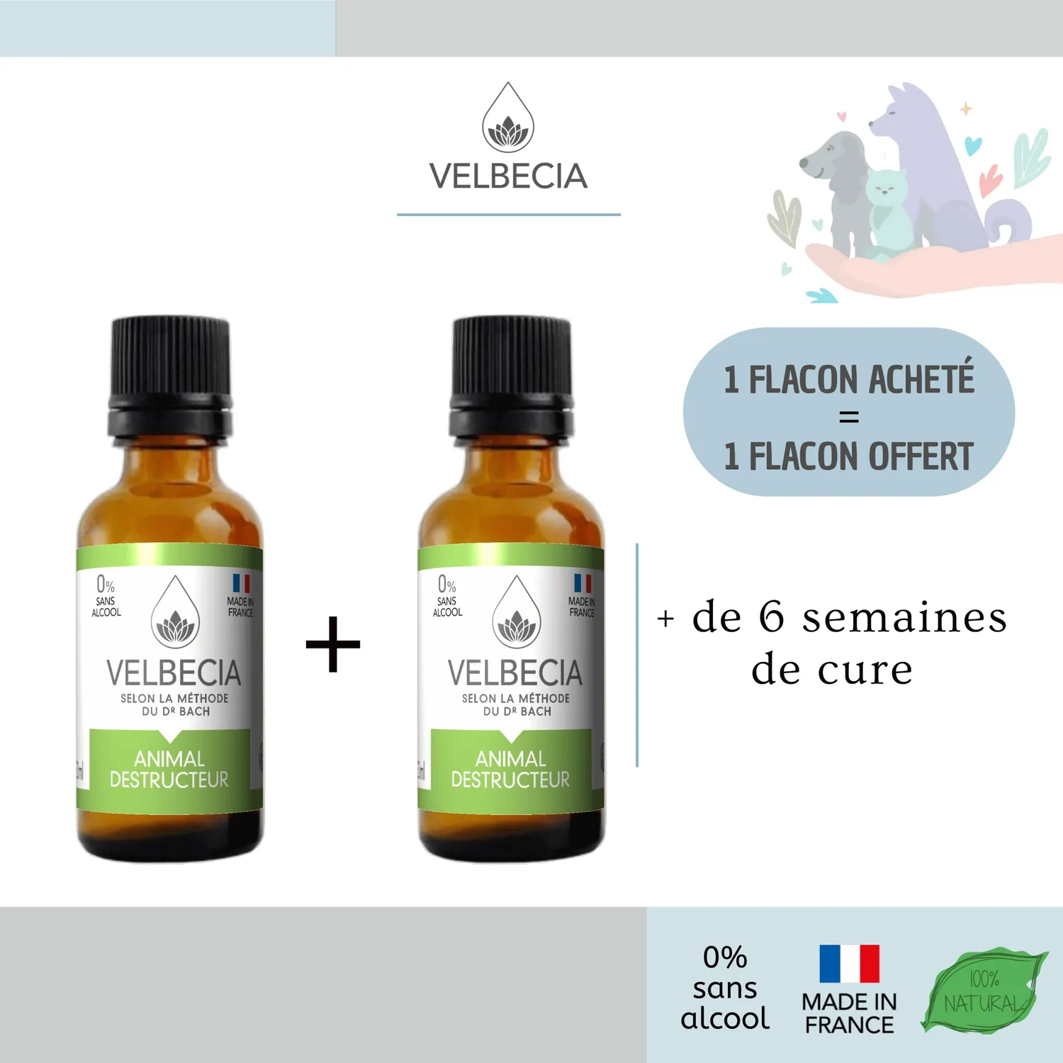 Velbecia Animal Destructeur élixir 30 ml x2 sans alcool