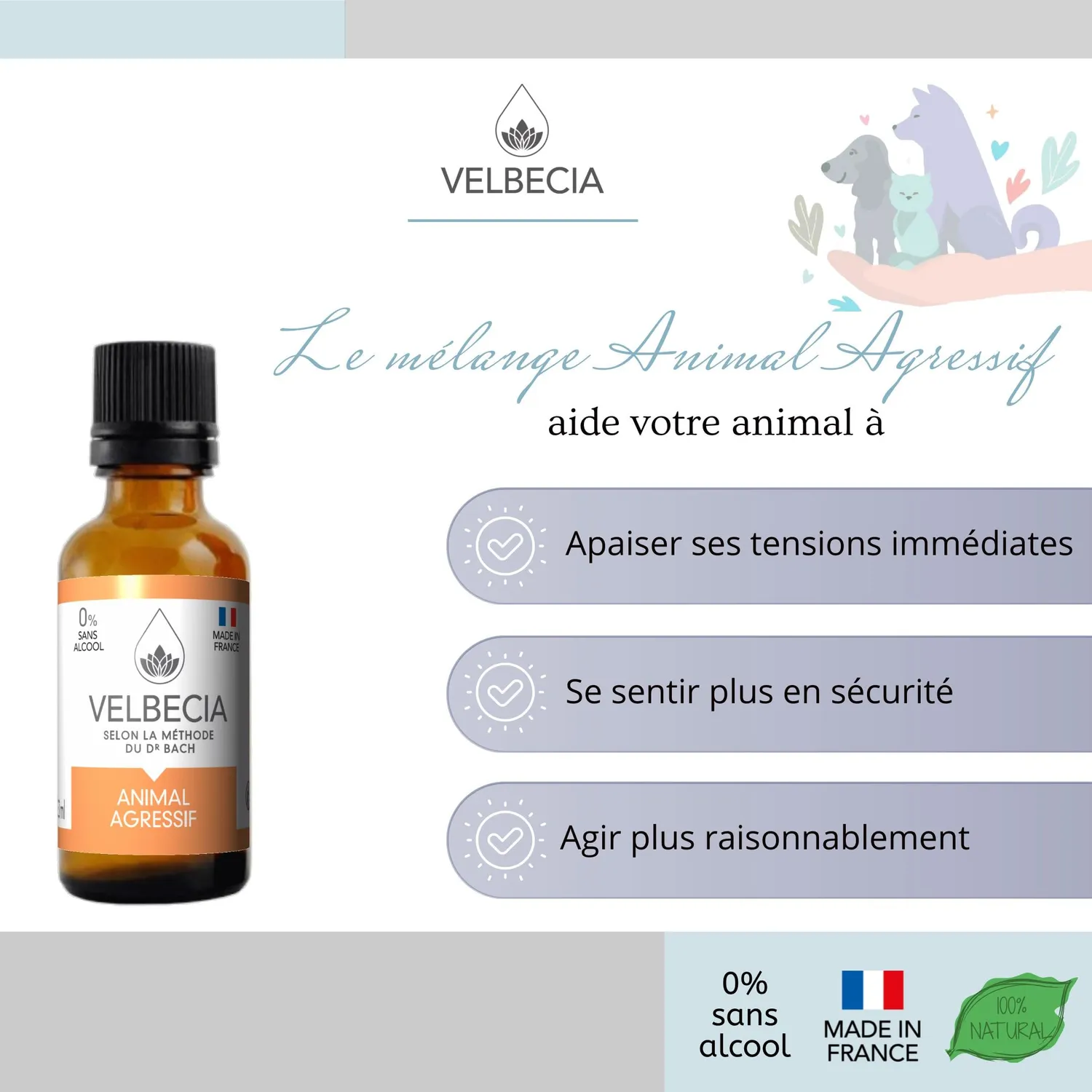 Velbecia Animal Agressif Élixir Sans Alcool 50ml Calme