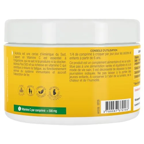 Phyto-Actif Acérola Plus 500 comprimés pot 100