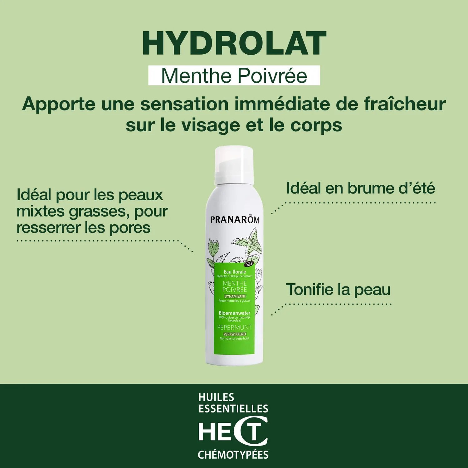 Herbalgem Hydrolat Menthe poivrée bio fraîcheur peau