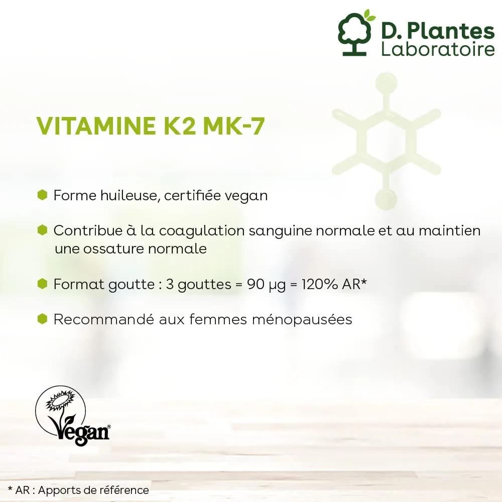 D.Plantes K2 MK7 gouttes vegan Pack 3 x 15 ml