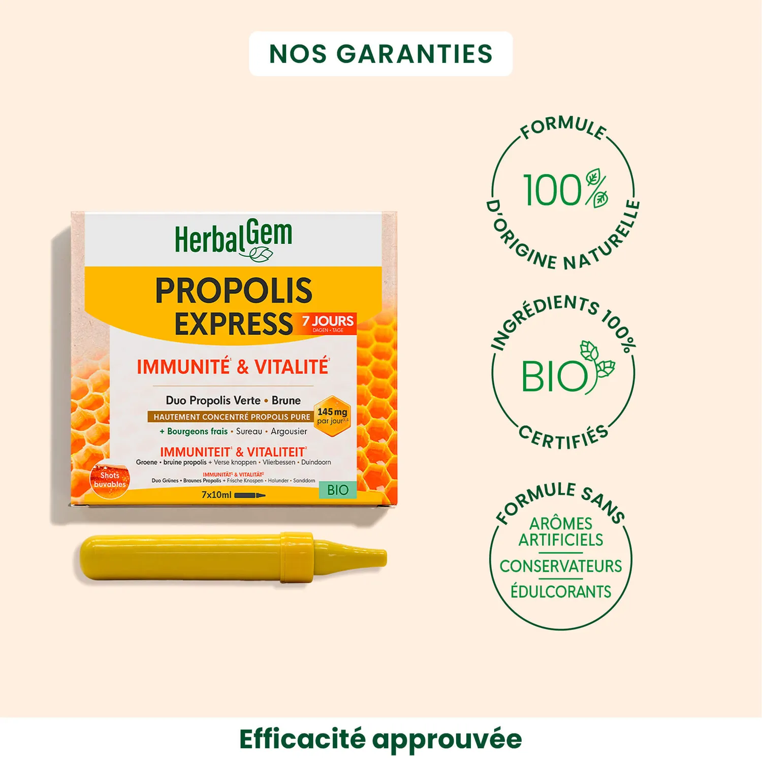 Herbalgem Propolis Express solution liquide bio immunité