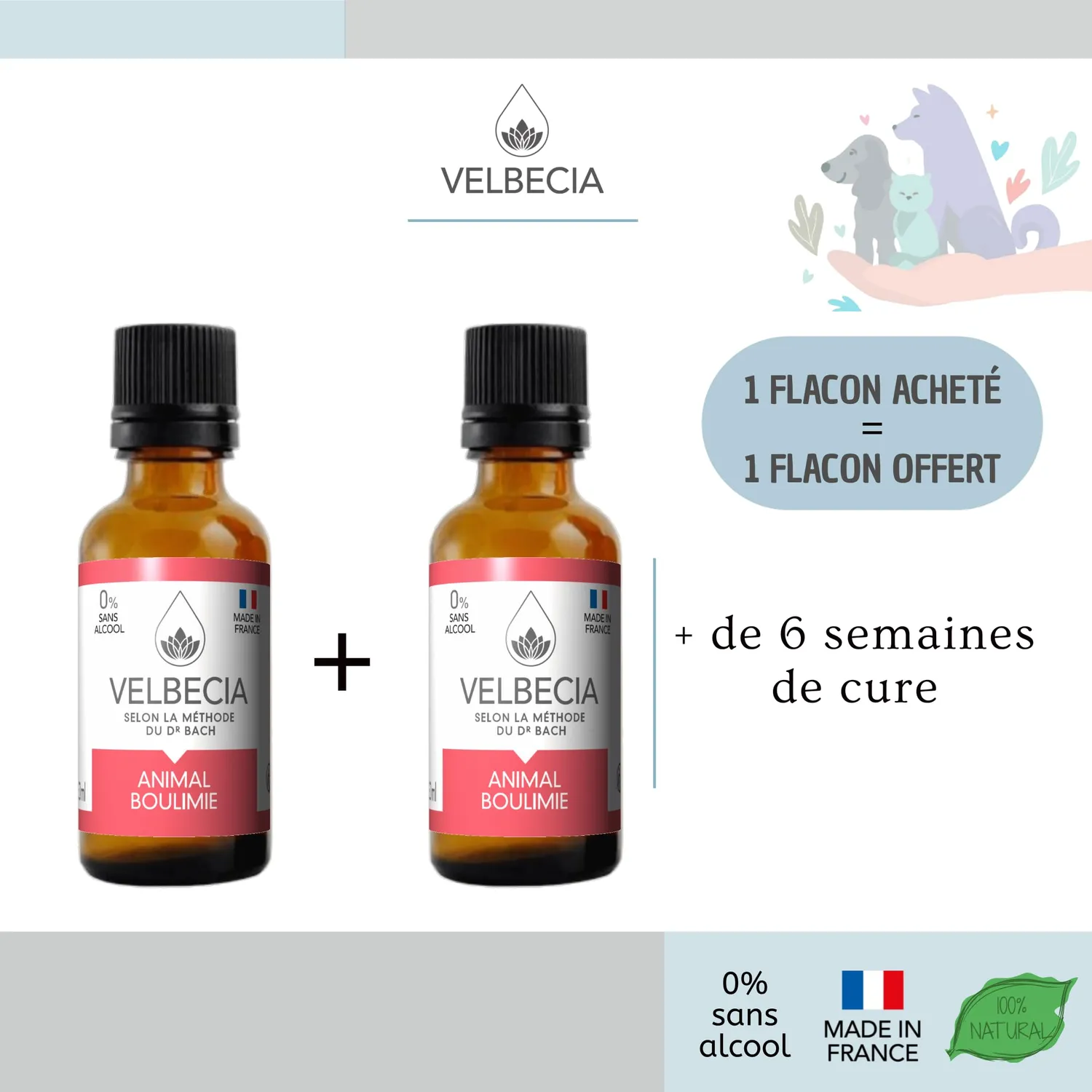 Velbecia Animal Boulimie élixir floral sans alcool 30 ml +1 offert