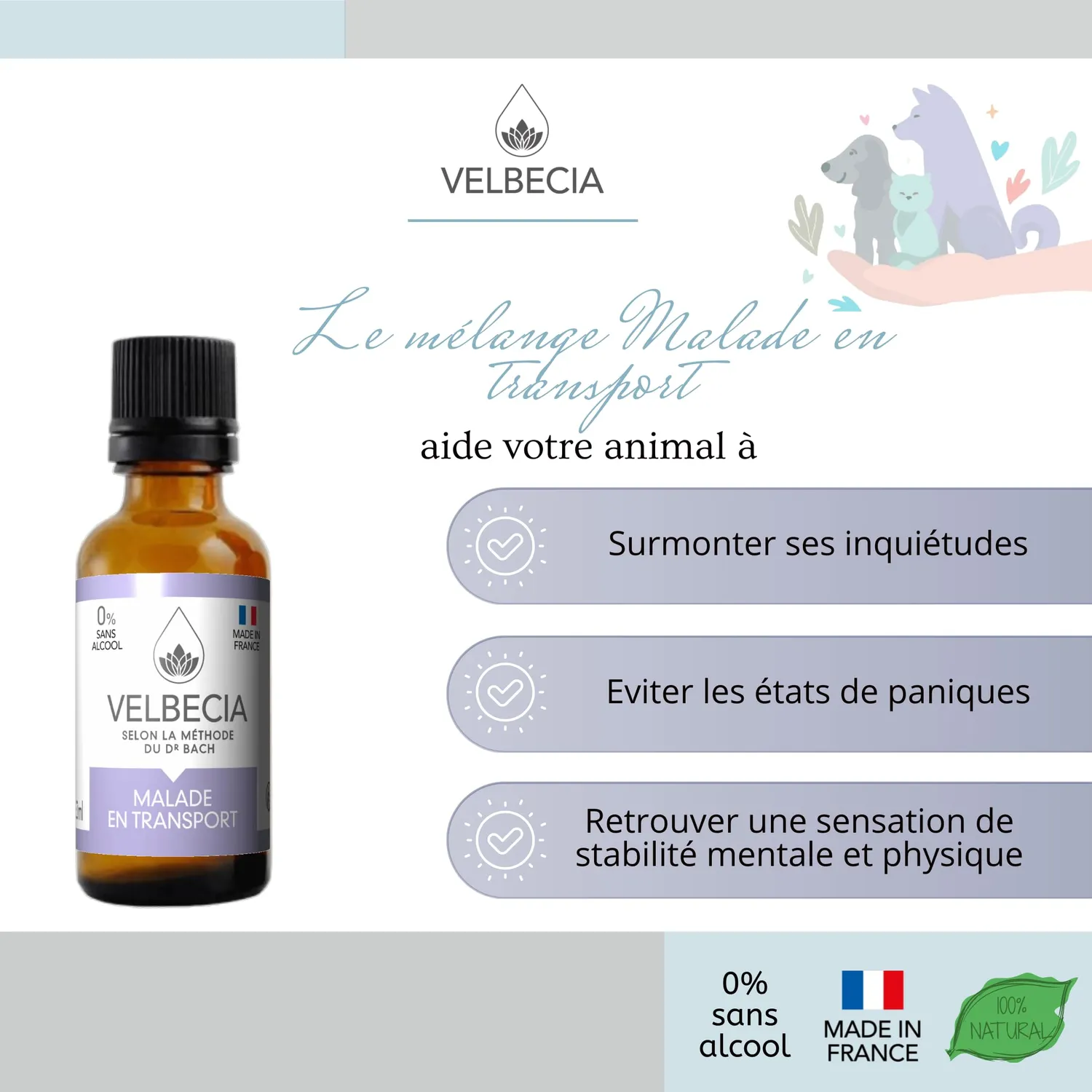 Velbecia Animal Malade en voiture élixir sans alcool 2x50 ml