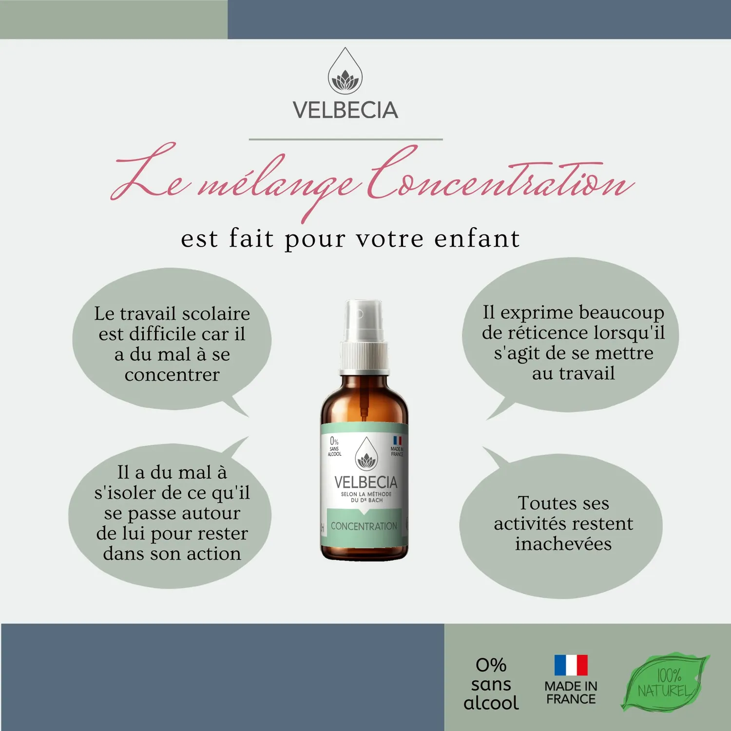 Velbecia Concentration Enfant Ado élixir 2x50 ml