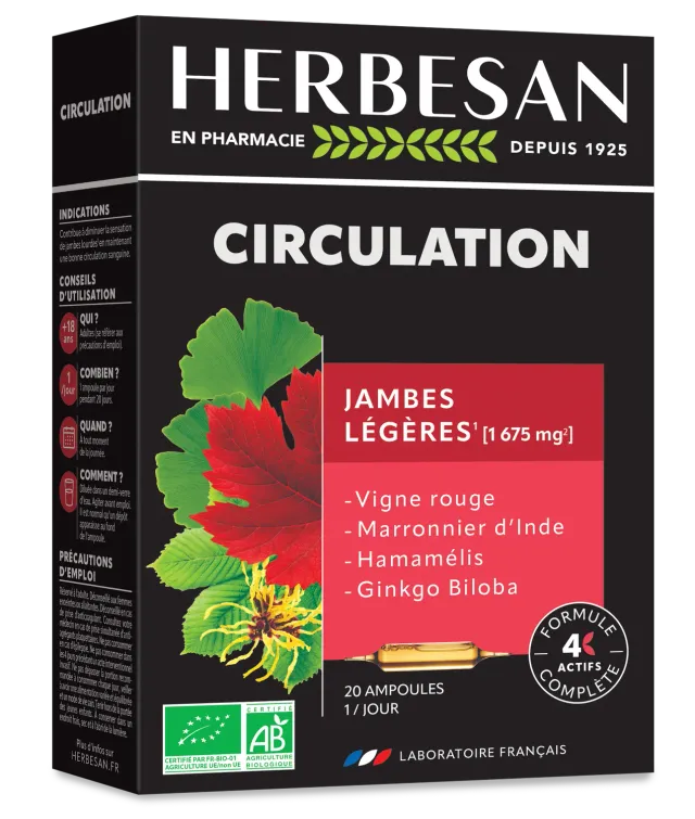 Herbesan Circulation complément alimentaire jambes lourdes