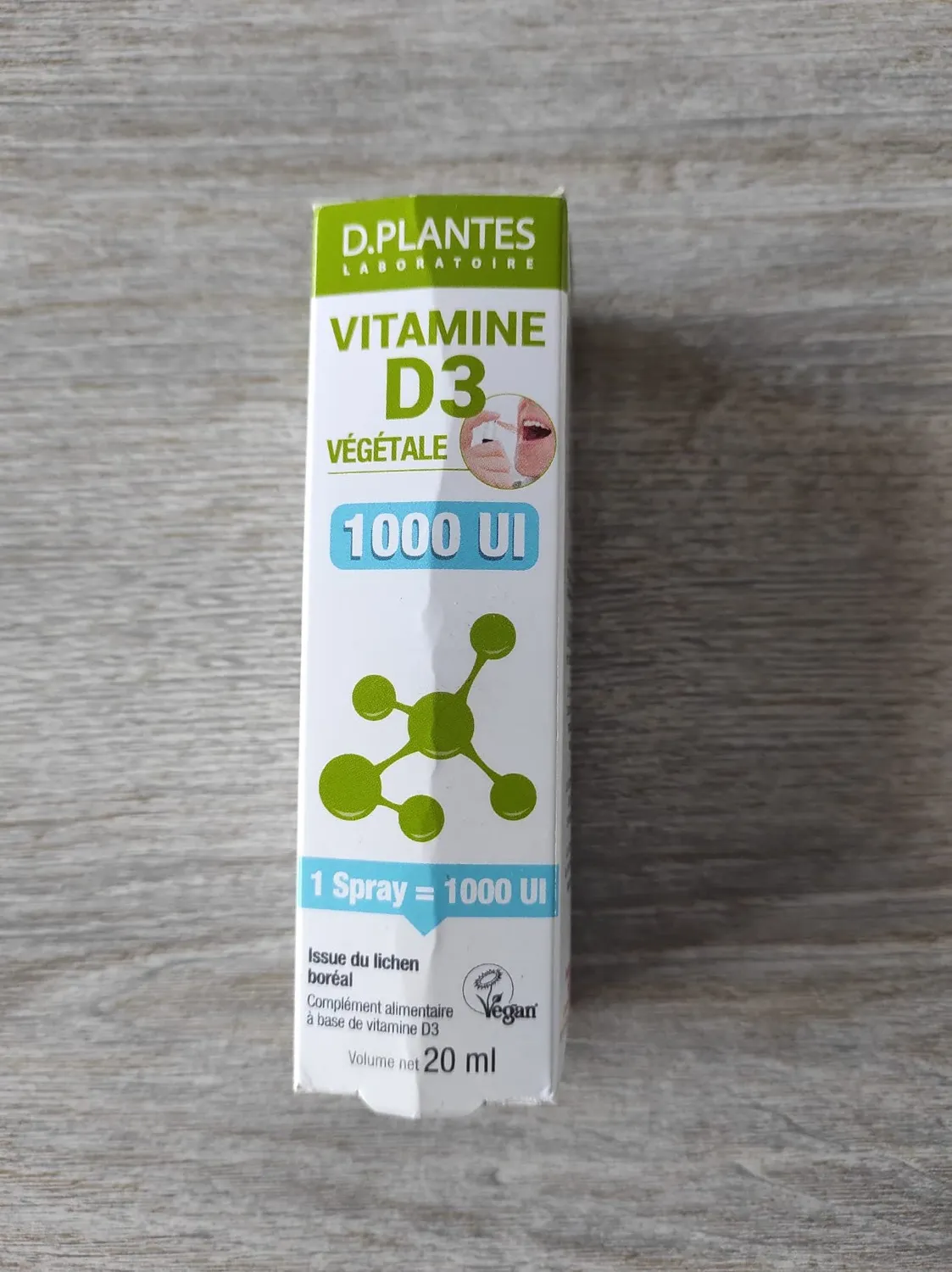 D.Plantes Vitamine D3 1000 UI Spray Vegan 20ml Immunité