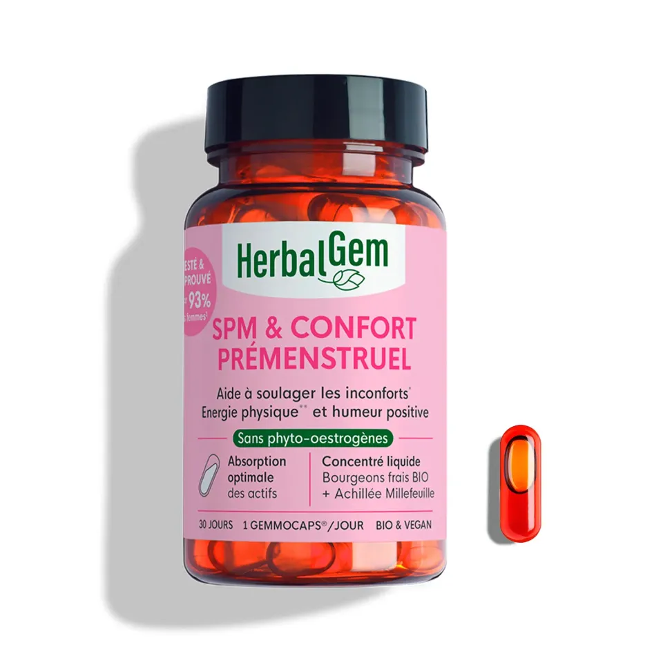 Herbalgem Gemmocaps SPM complément bio confort menstruel