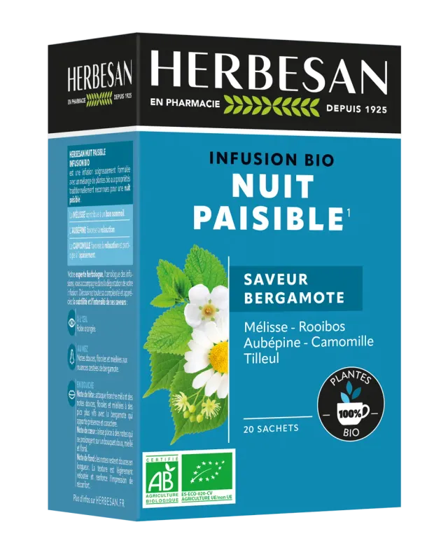 Herbesan Nuit Paisible infusion bio bergamote nuit