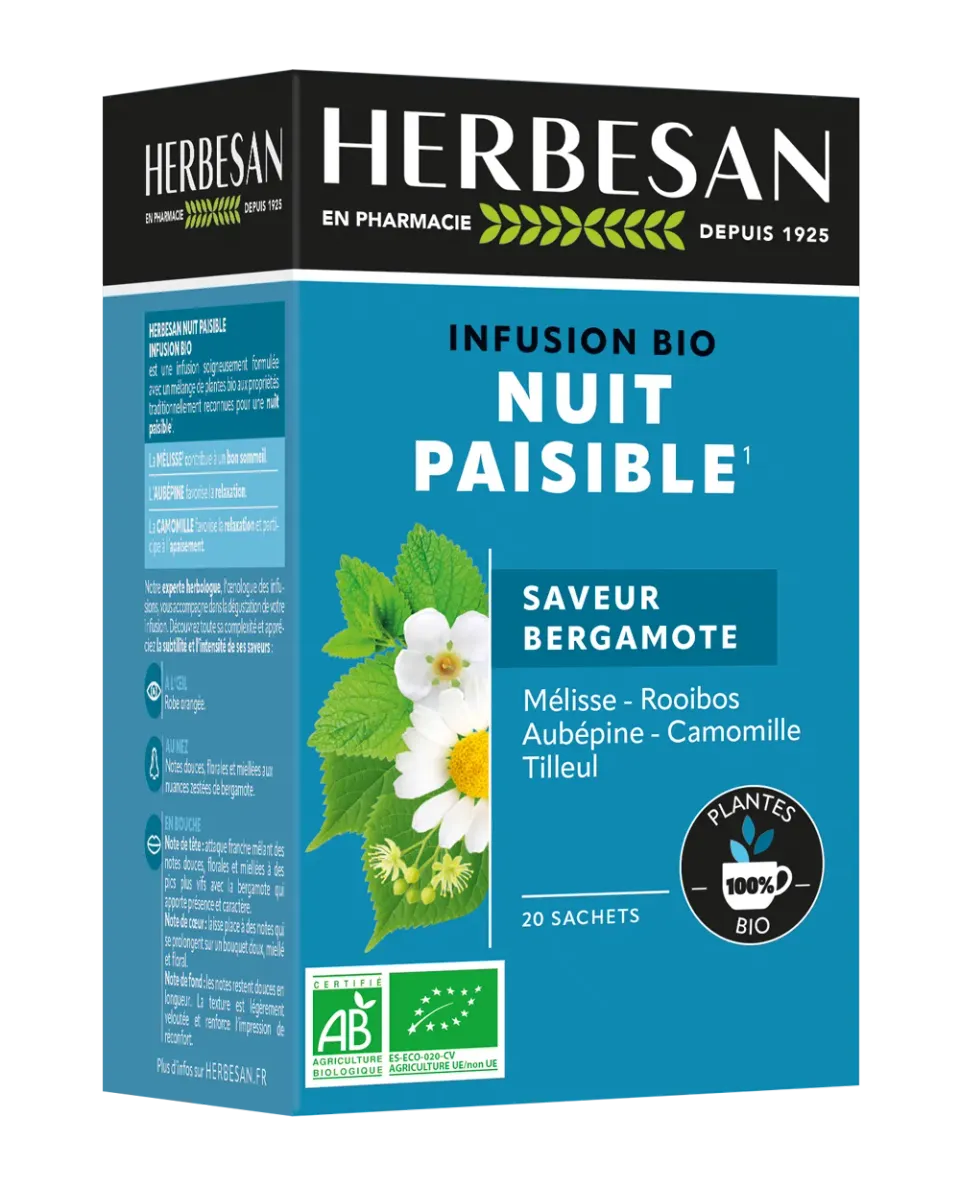 Herbesan Nuit Paisible infusion bio bergamote nuit