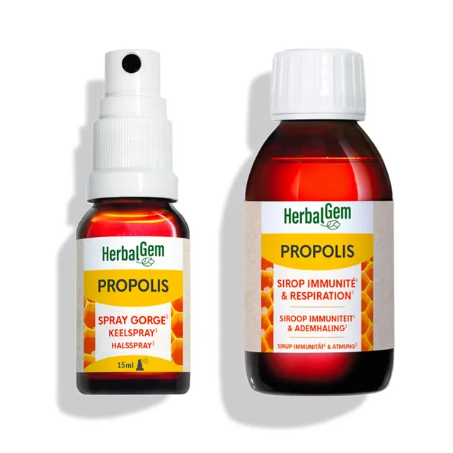 Herbalgem Duo Propolis spray gorge propolis verte et brune