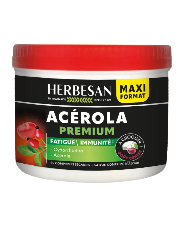 Herbesan Acérola Premium maxi pot comprimés cerise