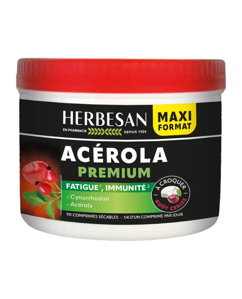 Herbesan Acérola Premium maxi pot comprimés cerise