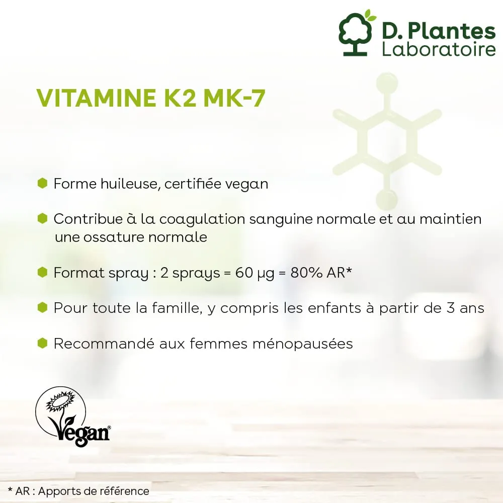 D.Plantes K2 MK7 sprays huileux vegan 3 x 20 ml