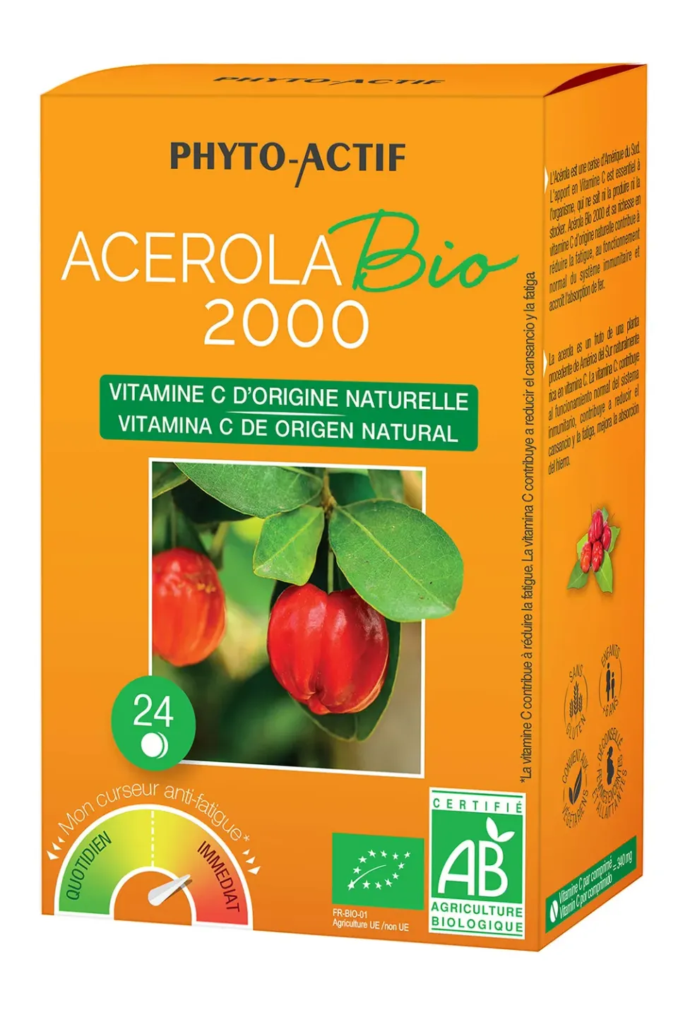 Phyto-Actif Acérola Bio 2000 comprimés 24 vitamine C