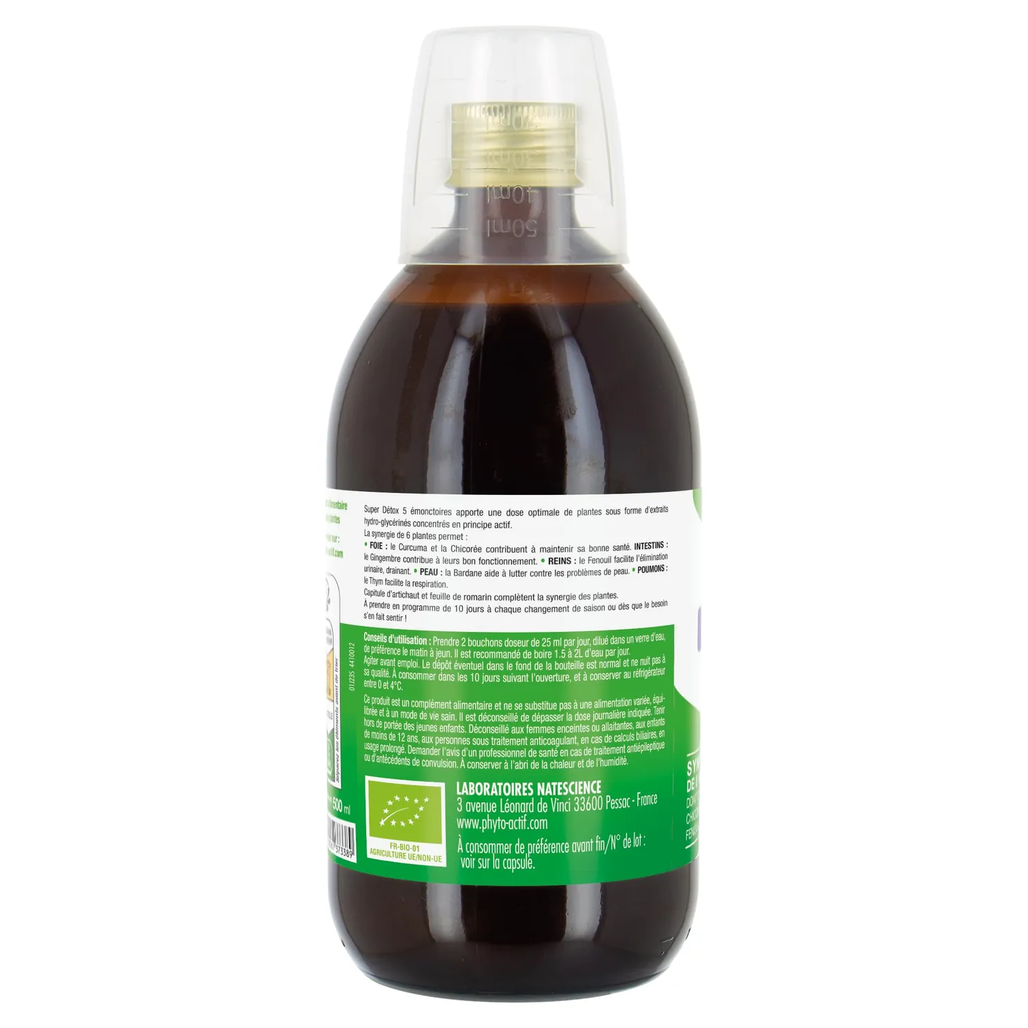 Phyto-Actif Cocktail Super Détox solution 500ml bio 5 émonctoires