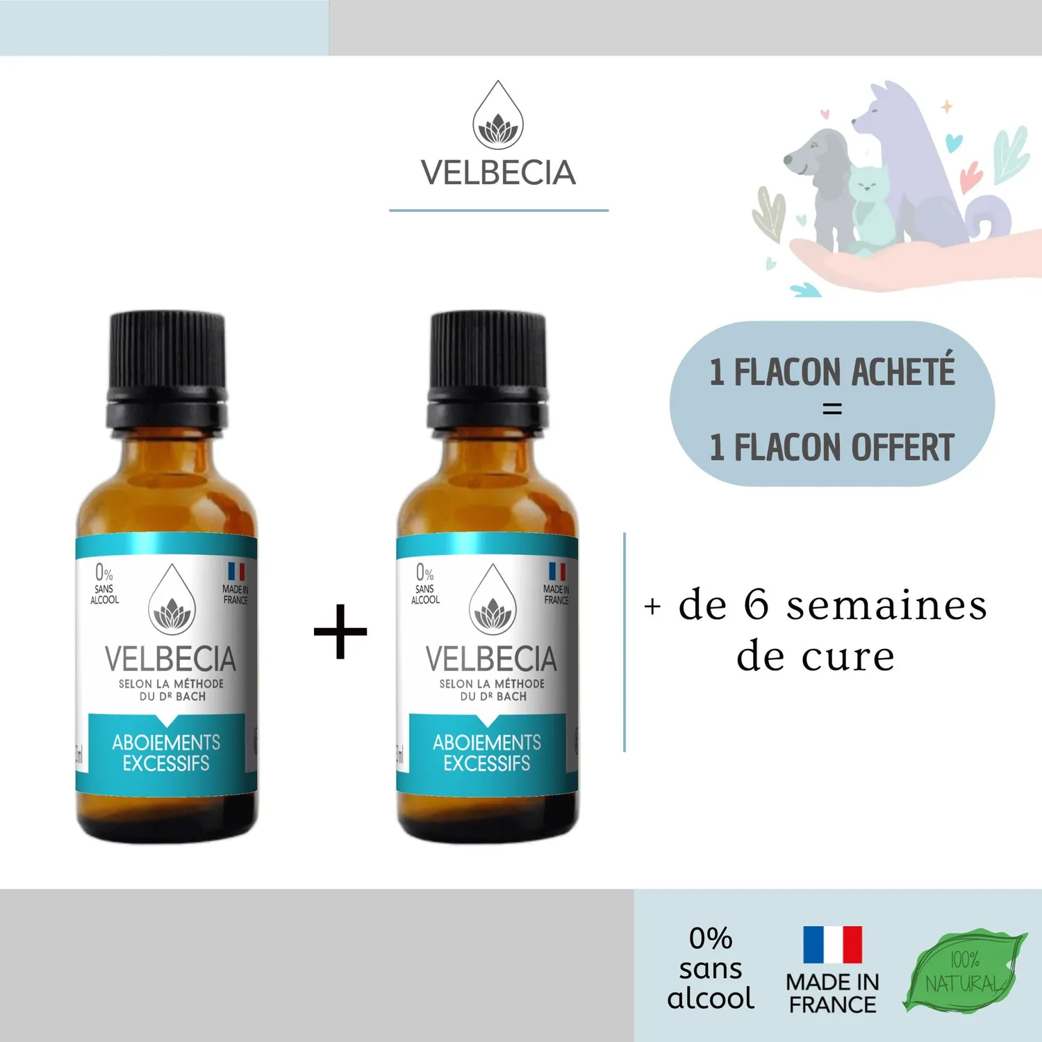 Velbecia Aboiements excessifs élixir fleurs de Bach 2x30ml sans alcool