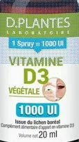 D.Plantes Vitamine D3 1000 UI Spray Vegan 20ml Immunité