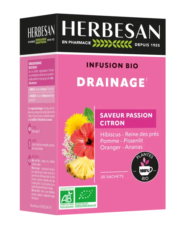 Herbesan Infusion Drainage bio sachets passion citron