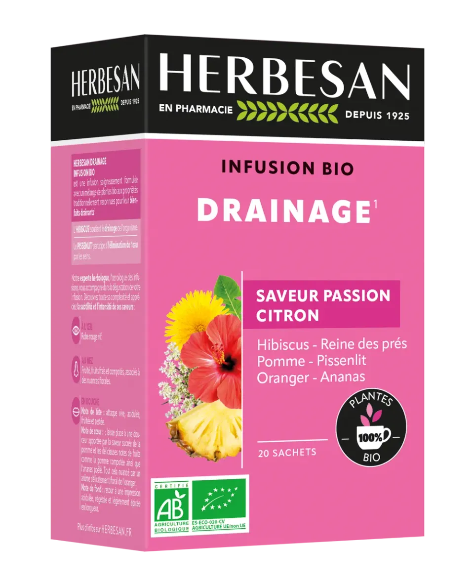 Herbesan Infusion Drainage bio sachets passion citron