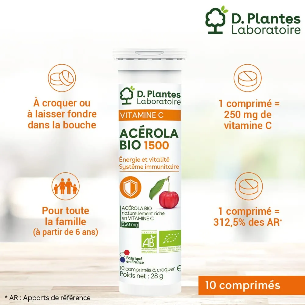 D.Plantes Acérola Bio 1500 comprimés à croquer 10