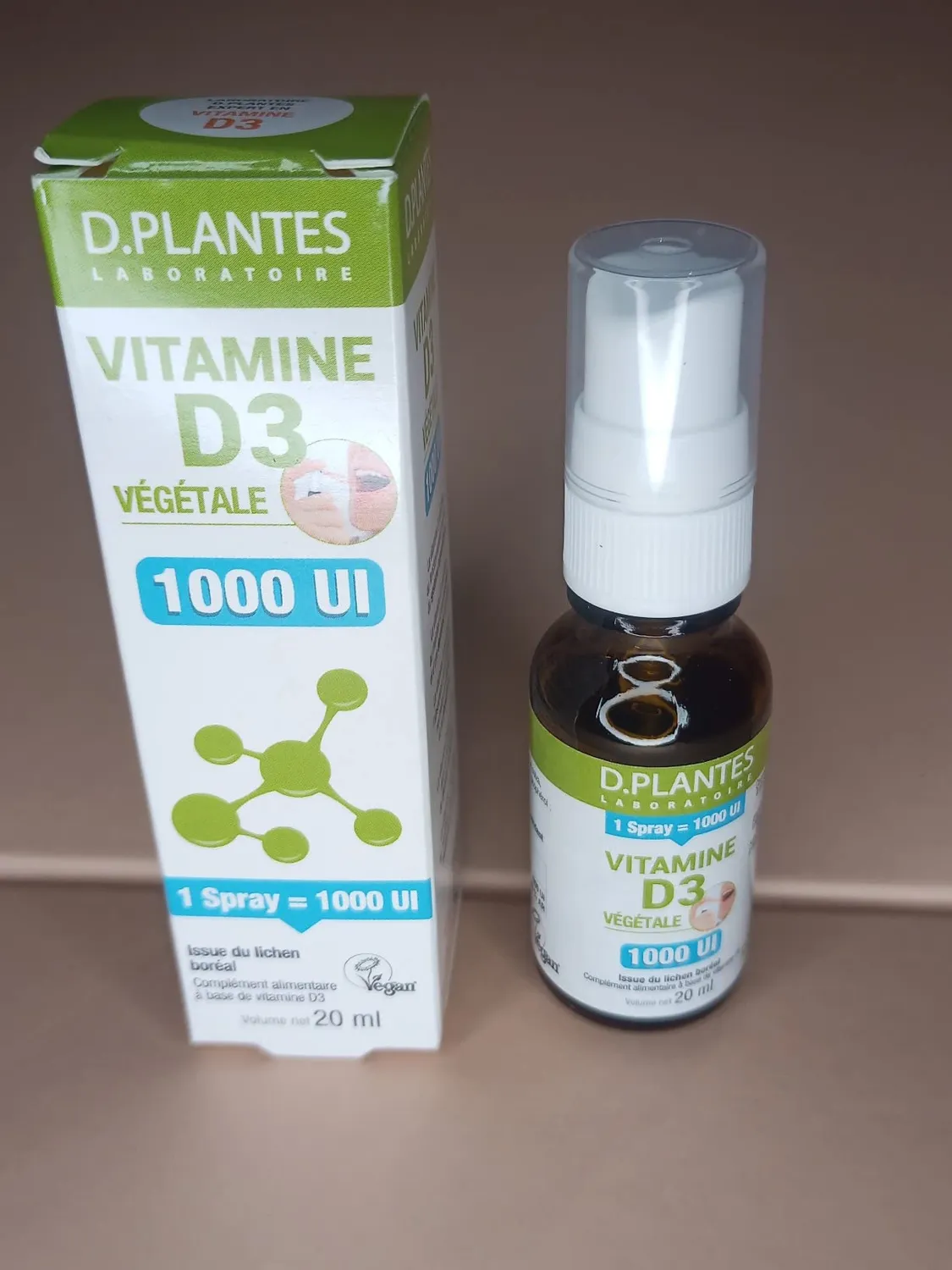 D.Plantes Vitamine D3 1000 UI Spray Vegan 20ml Immunité