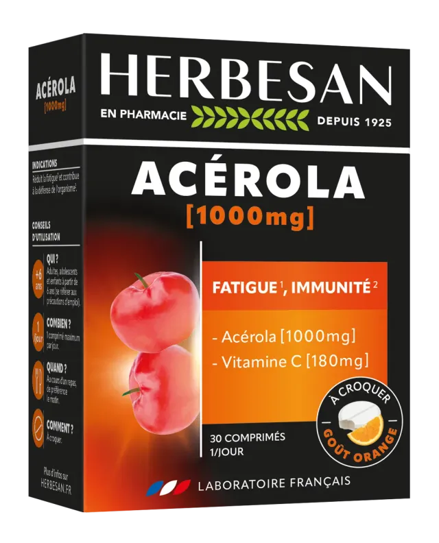 Herbesan Acérola Orange comprimés à croquer vitamine C
