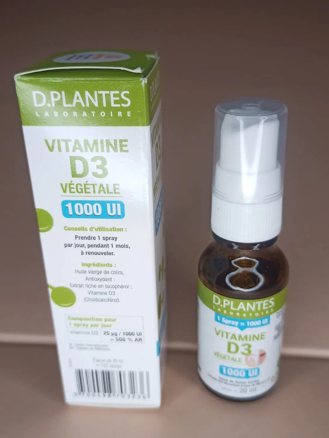 D.Plantes Vitamine D3 1000 UI Spray Vegan 20ml Immunité