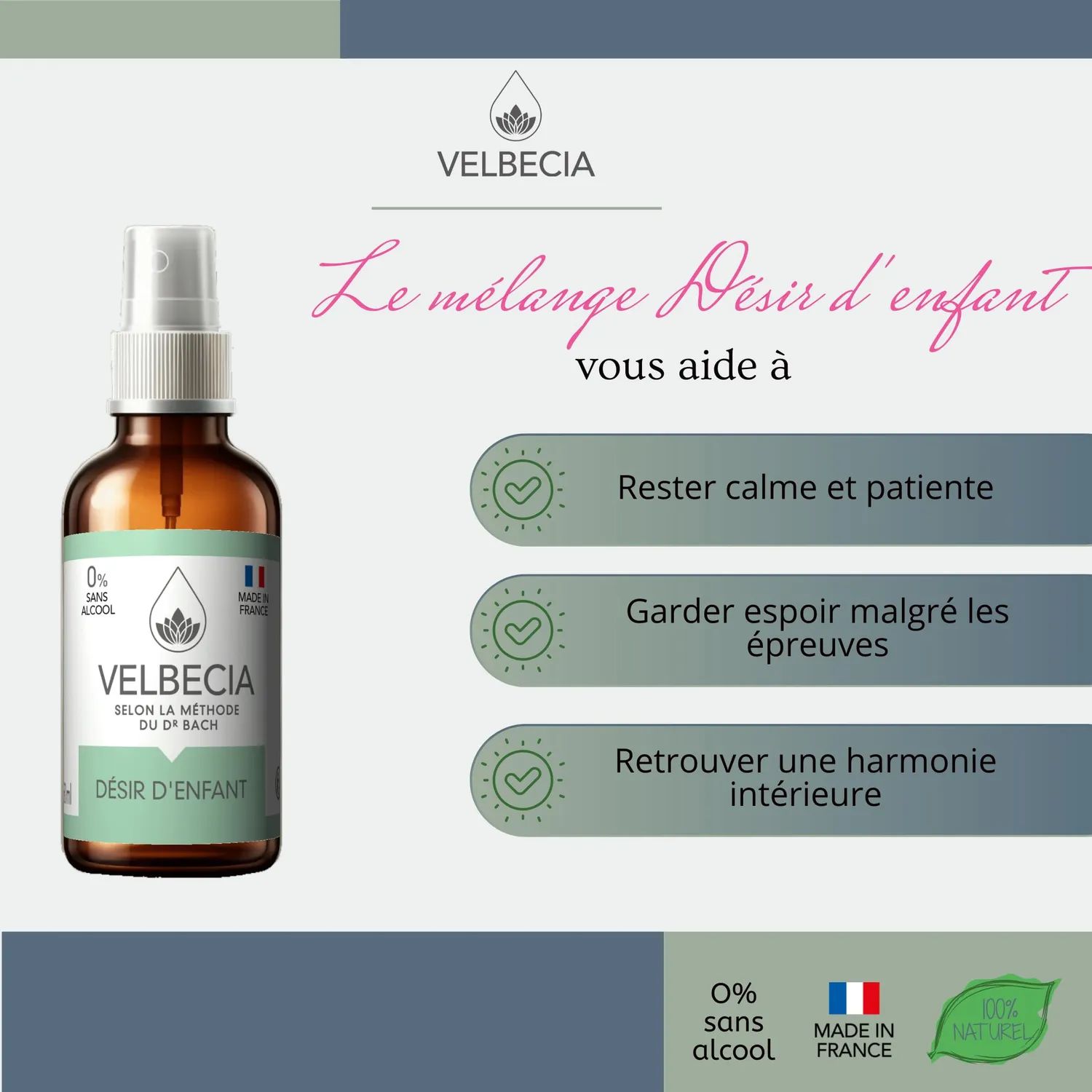 Velbecia Tomber enceinte élixir floral sans alcool 50ml+offert