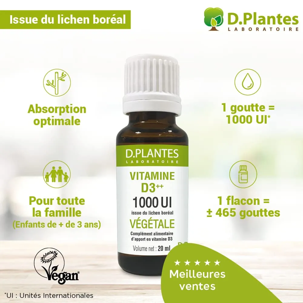 D.Plantes Vitamine D3 Végétale 1000 UI compte-gouttes 20ml
