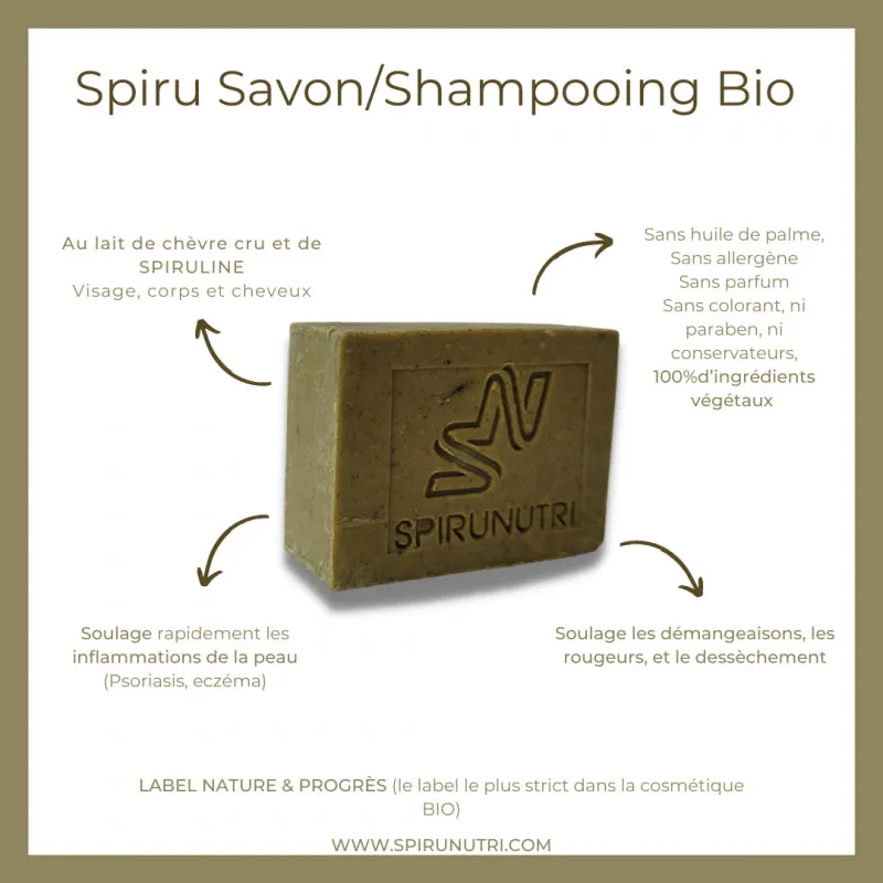 Spirunutri Spiru Savon shampoing bio 100g chevre