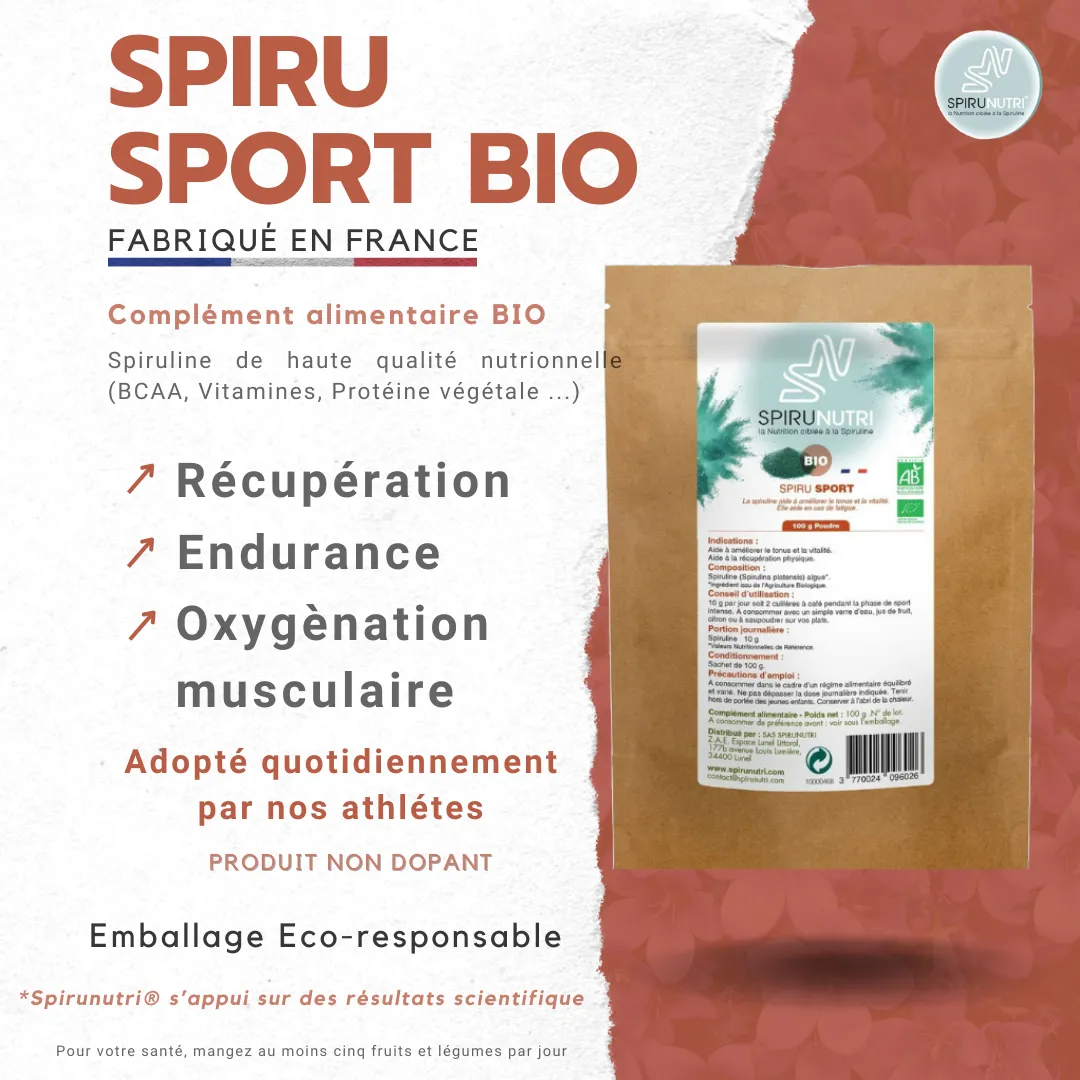 Spirunutri Spiru Sport complement alimentaire 3 mois bio