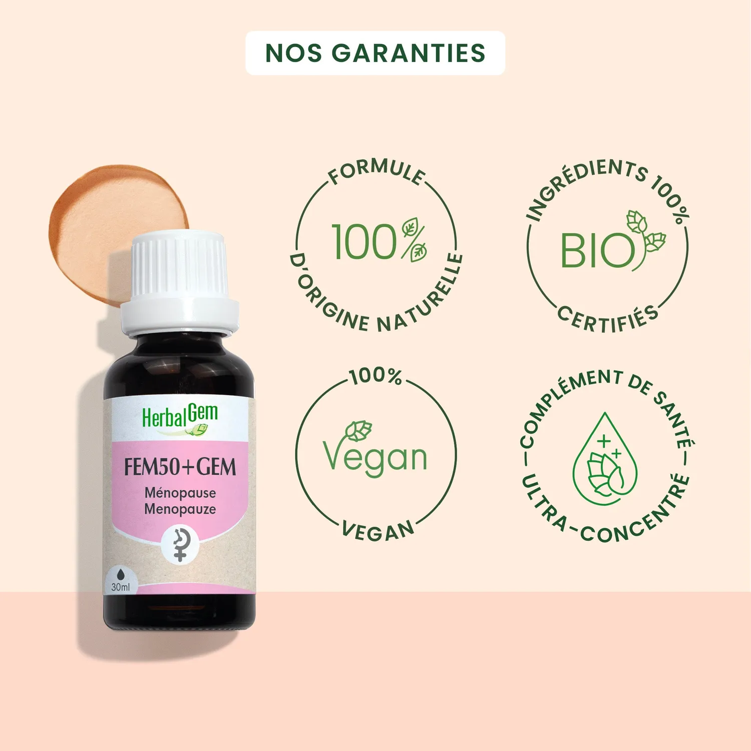 Herbalgem Fem50+ complexe bourgeons bio flacon