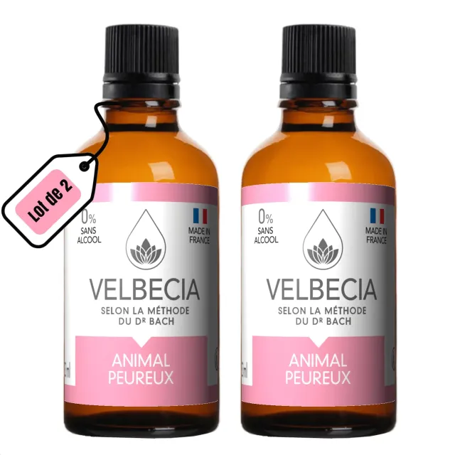 Velbecia Animal peureux élixir fleurs de Bach 50ml +1 offert sans alcool
