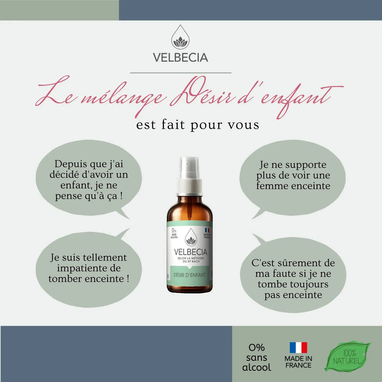 Velbecia Tomber enceinte élixir floral sans alcool 50ml+offert