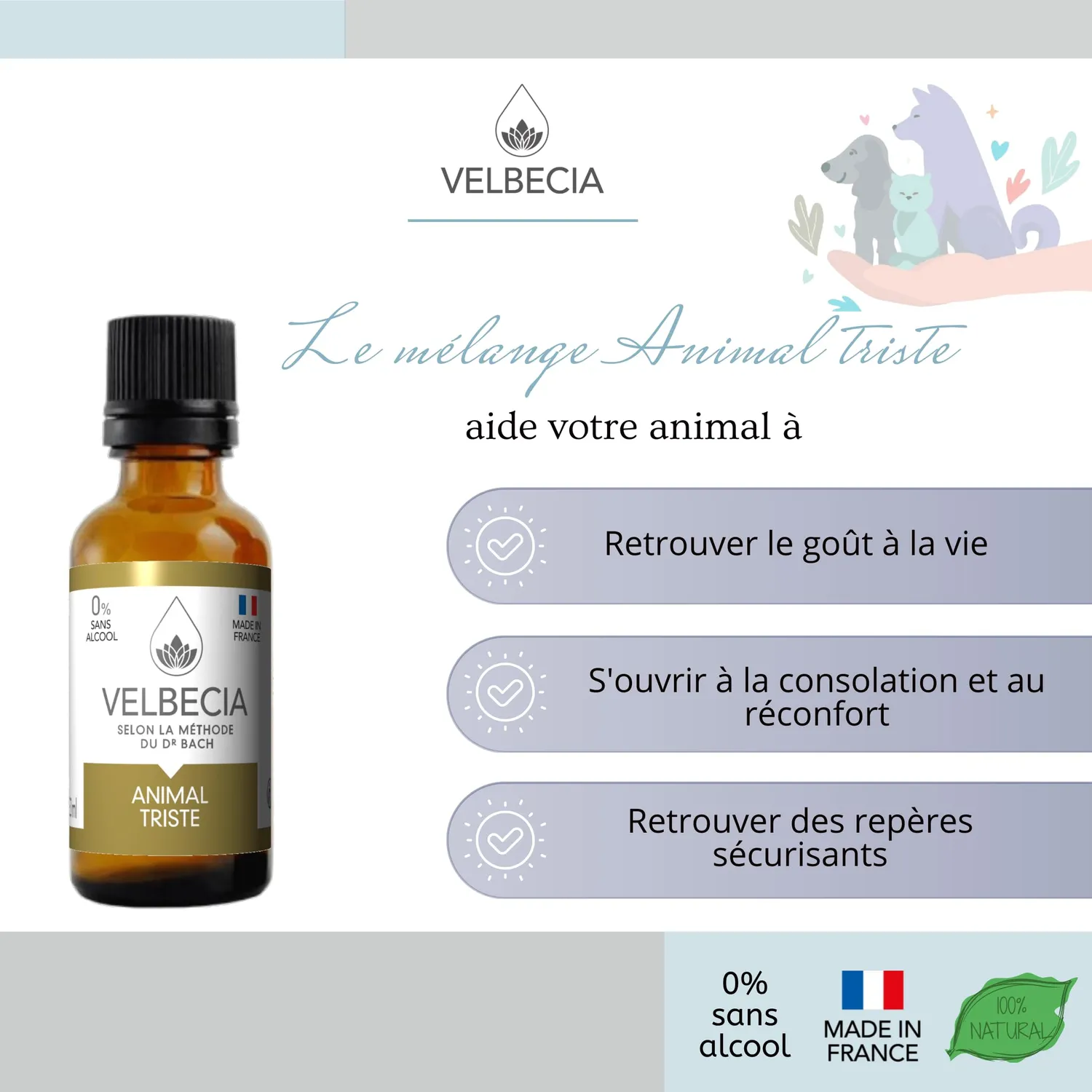 Velbecia Animal Triste élixir sans alcool 50 ml x2