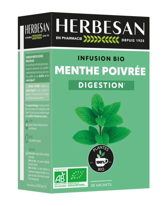 Herbesan Infusion menthe poivrée bio confort digestif