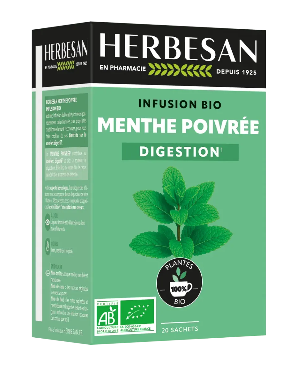Herbesan Infusion menthe poivrée bio confort digestif