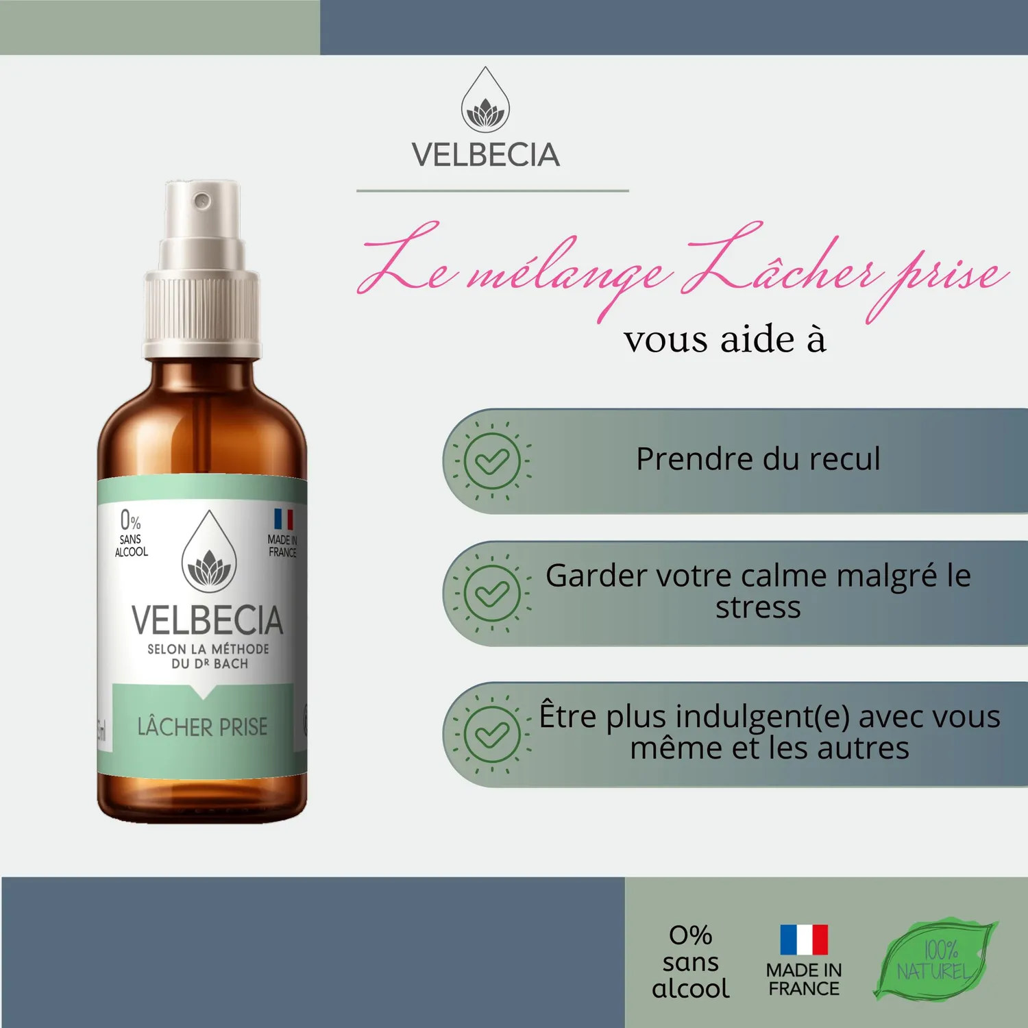Velbecia Lâcher prise spray fleurs de Bach 30ml +1 offert sans alcool
