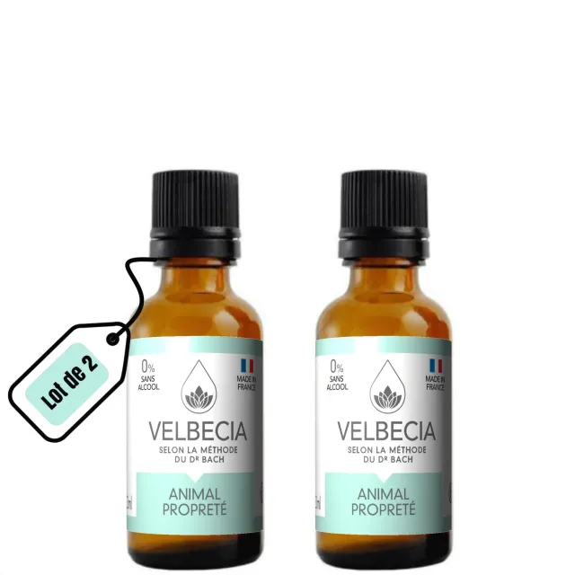 Velbecia Animal propreté élixir fleurs de Bach 30ml +1 offert sans alcool