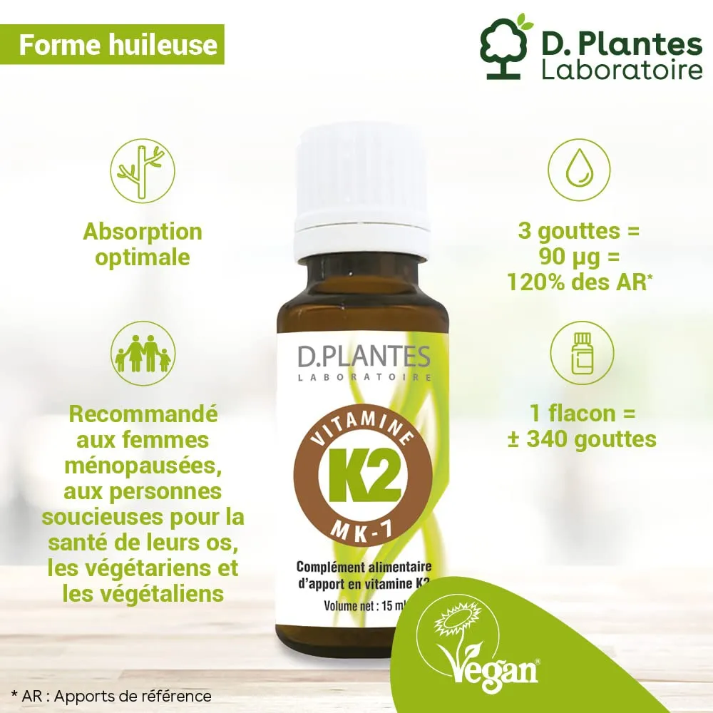 D.Plantes K2 MK7 gouttes vegan Pack 3 x 15 ml